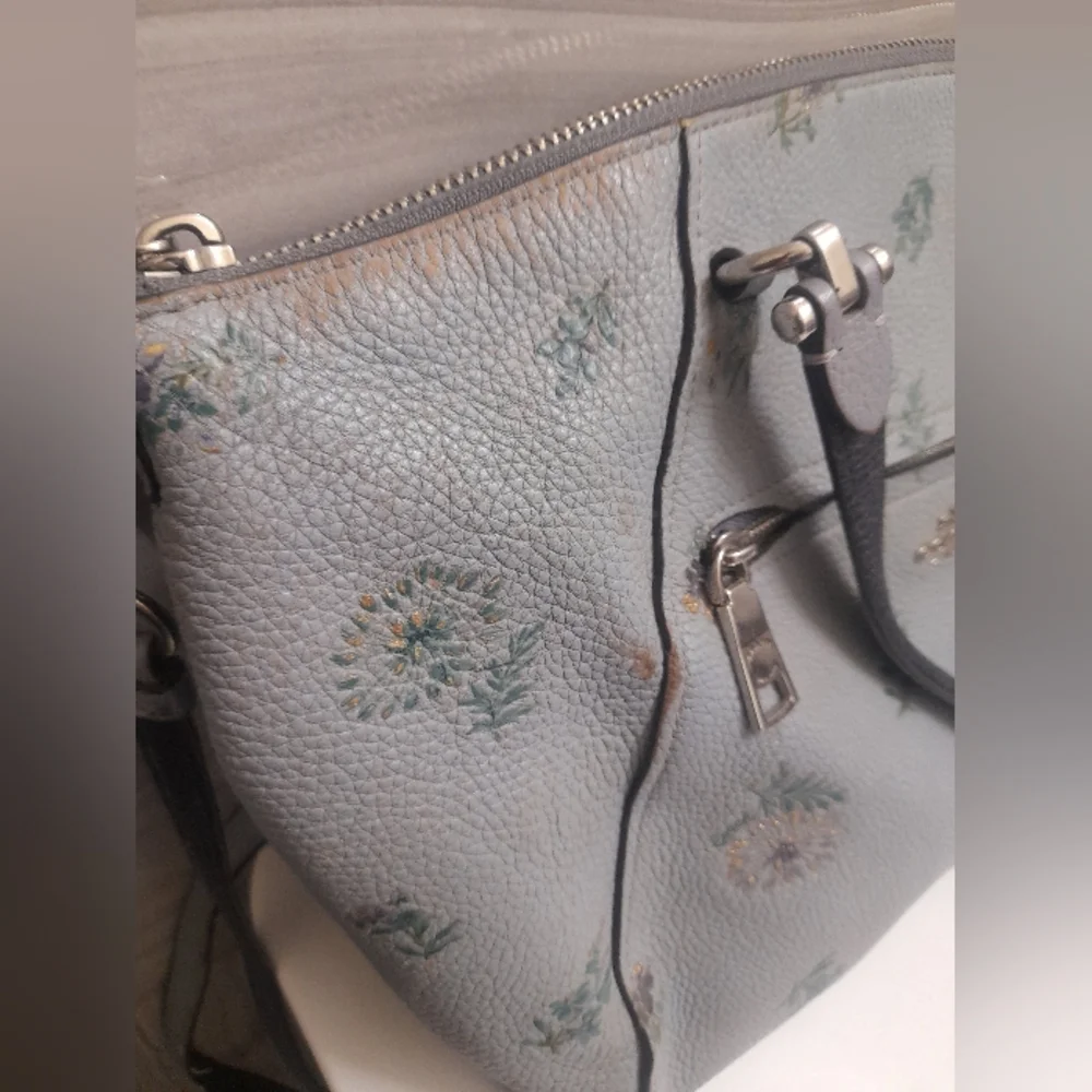 Coach Floral Meadow Print Blue Crossbody Hand Bag Y2K - Picture 7 of 12